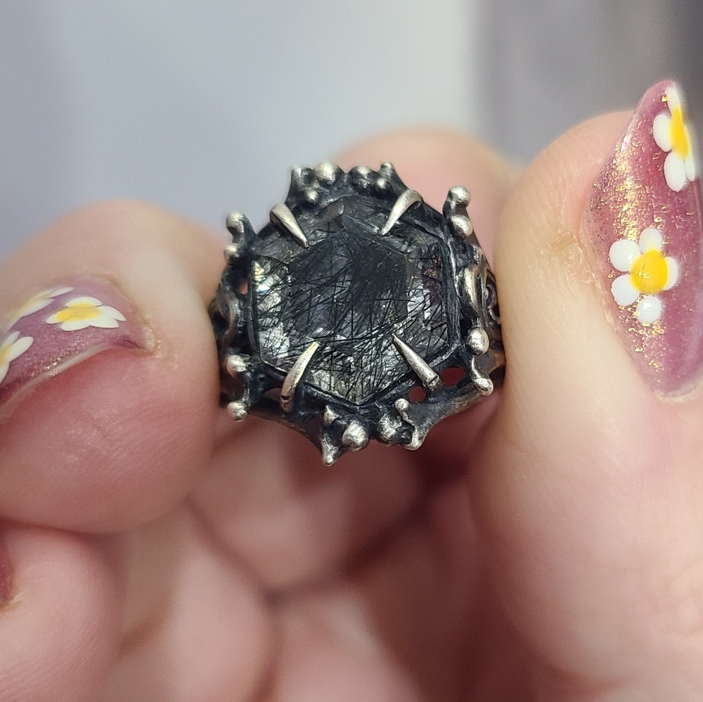 Bloodmilk Tourmaline Quartz Limited Edition Hive Ring